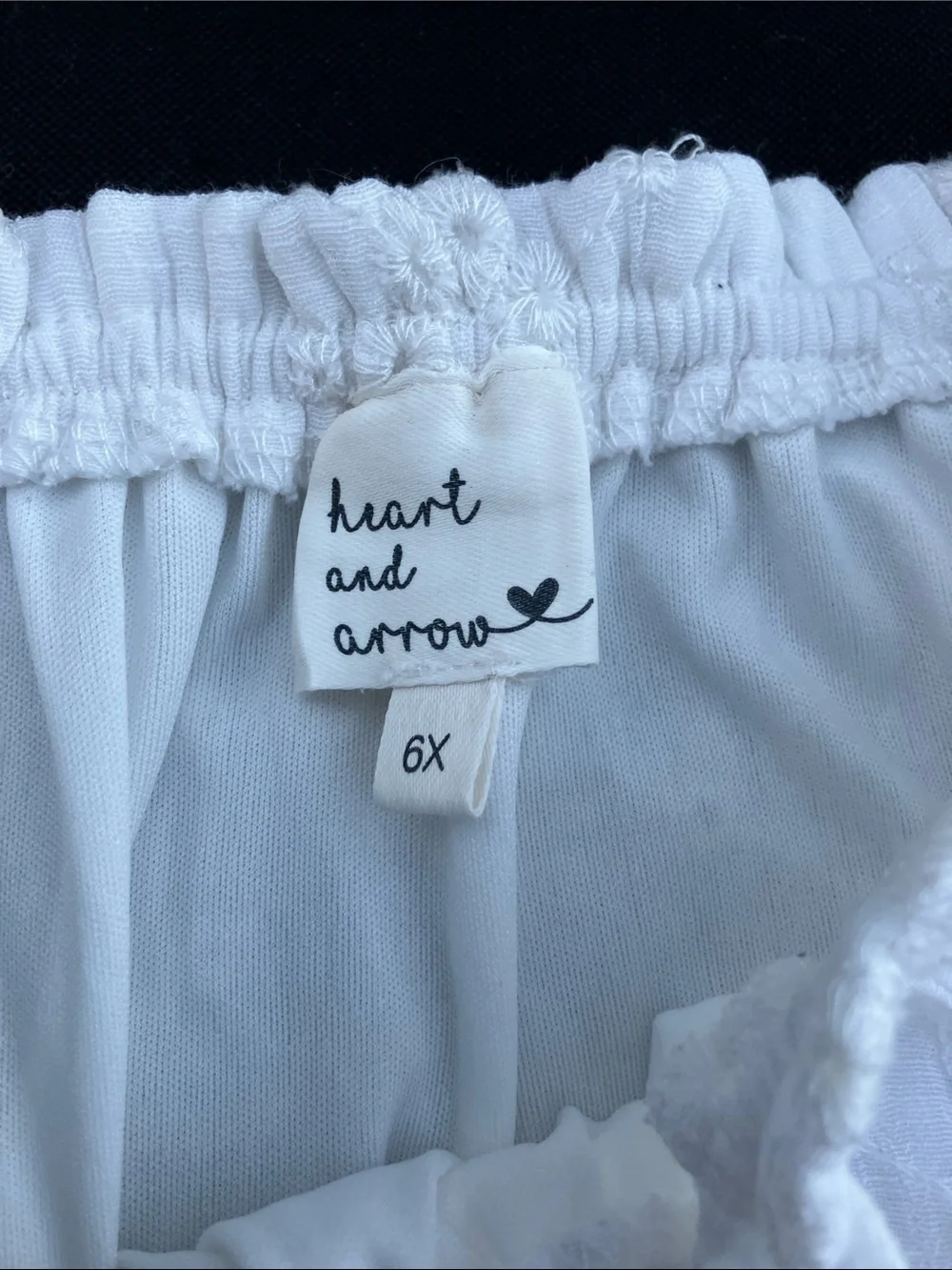 Heart and arrow off shoulder eyelet dress with bow 6X